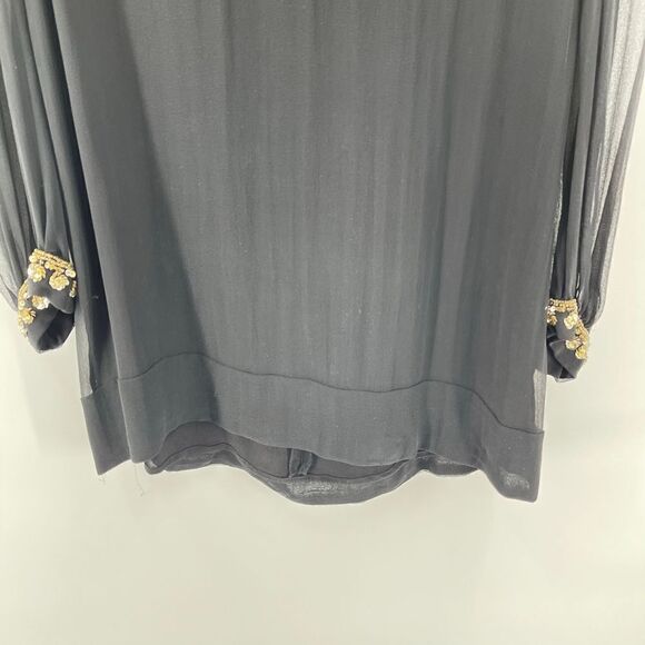 French Connection Women's Black Mini Dress With Beads Sequins Size 4 - Picture 11 of 15